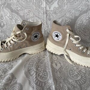 Converse High-Top Sneakers in Cream and White